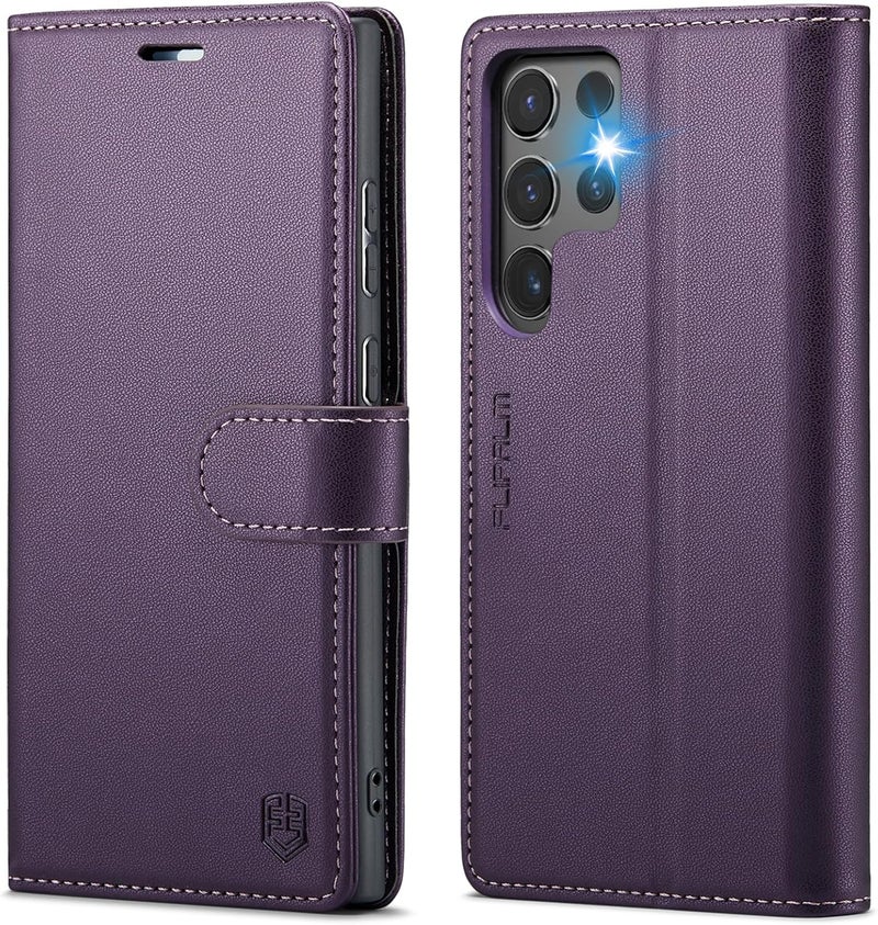 FLIPALM Wallet Case for Samsung Galaxy S24 Ultra, RFID Blocking Credit Card Holder, PU Leather Folio Flip Kickstand Protective Shockproof Cover for S24 Ultra (Purple, for S24 Ultra - 6.8") - Image 1